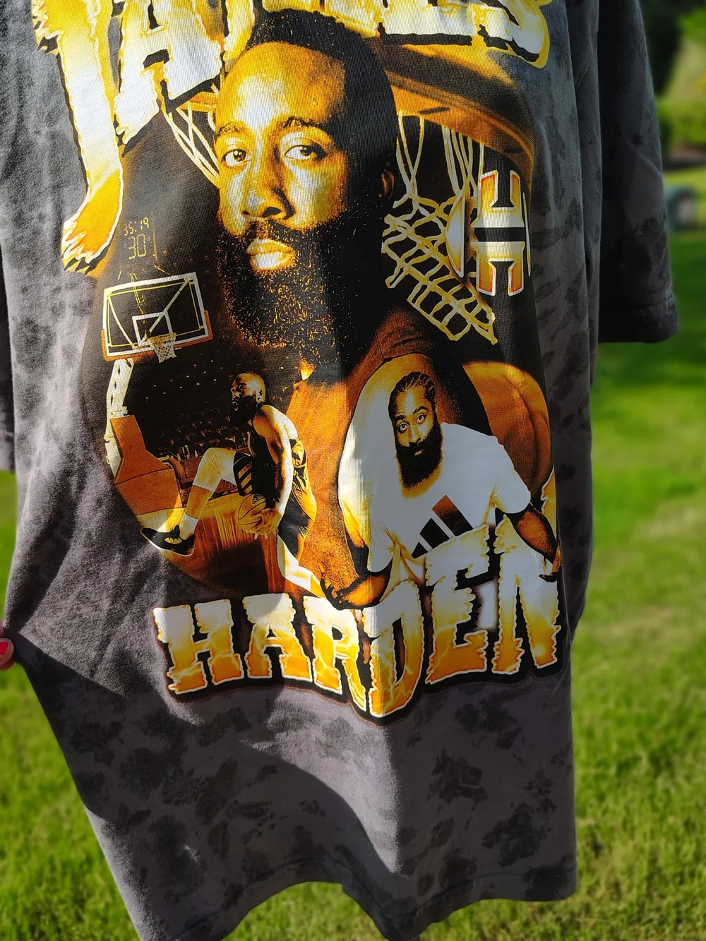 adidas Black and Gray Tie-Dye Basketball Graphic Tee